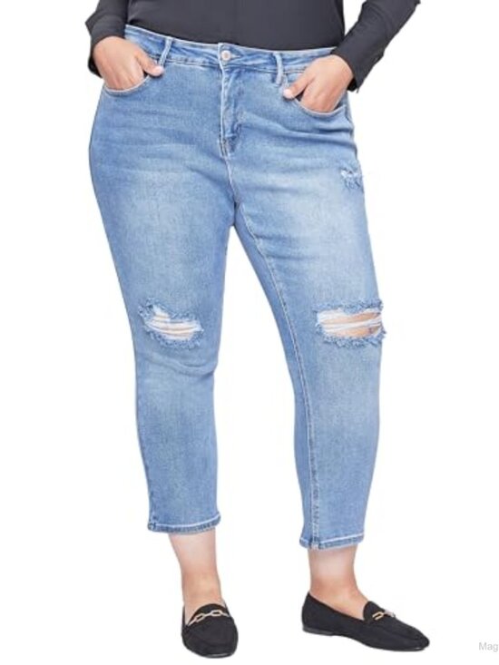 Denim - Plus Size Vintage Straight Ankle Jeans Sustainable High Rise